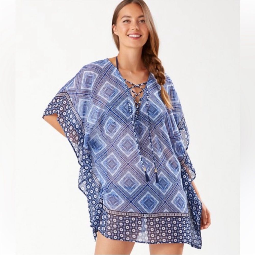 Tommy Bahama Shibori Splash Lace-Up Tunic One Size
